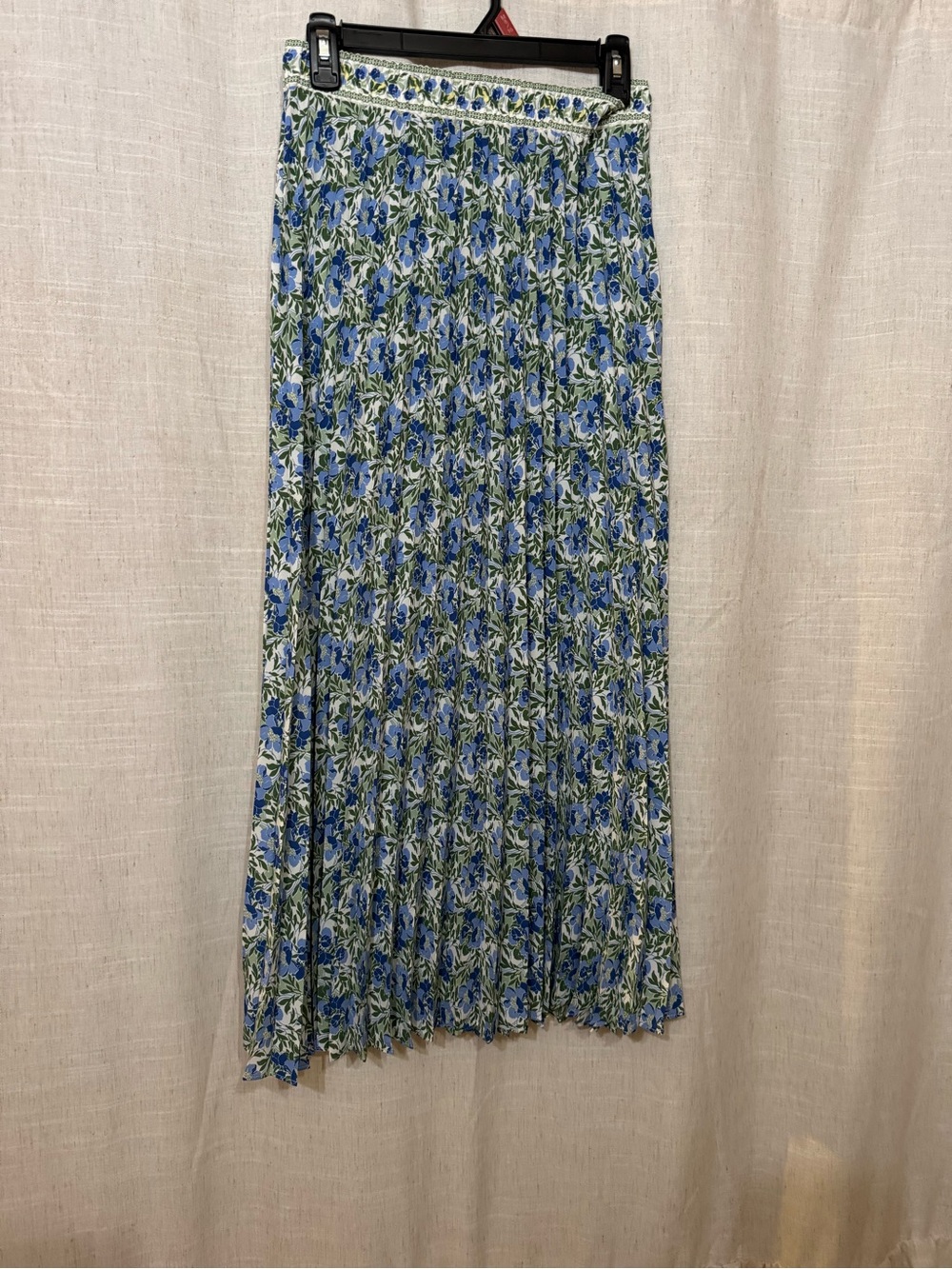Blue Floral Pleated Maxi Skirt - Women's